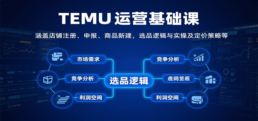TEMU运营基础课:涵盖店铺注册、申报、商品新建,选品逻辑与实操及定价策略等_天恒副业网