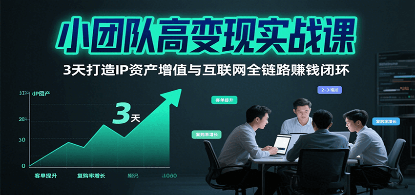 小团队高变现实战课,3天打造IP资产增值与互联网全链路赚钱闭环(第二期)_天恒副业网