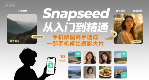 Snapseed从入门到精通,手机修图高手速成,一部手机就能修出摄影大片_天恒副业网