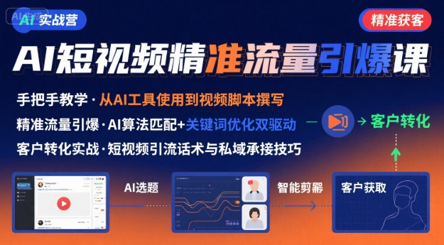 AI+短视频引爆精准客户实战营，手把手教你引爆Ai短视频精准流量_天恒副业网