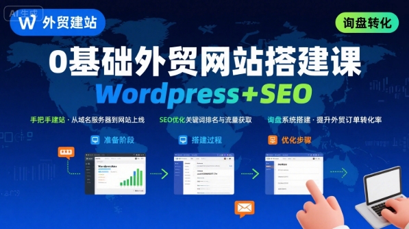 WordPress外贸建站+SEO优化课程,手把手教你从0到1搭建可获得询盘的外贸网站_天恒副业网