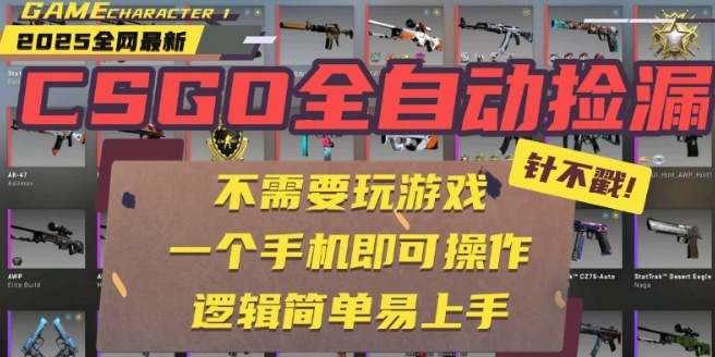 CSGO自动捡漏项目，最新独家玩法，一个手机即可操作，新手小白轻松月入1W+，操作简单易上手_天恒副业网