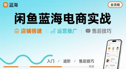 闲鱼蓝海电商实战，店铺搭建运营售后全流程_天恒副业网