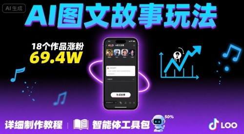 抖音爆火的ai图文故事玩法，18个作品涨粉69.4W，详细制作教程+智能体_天恒副业网