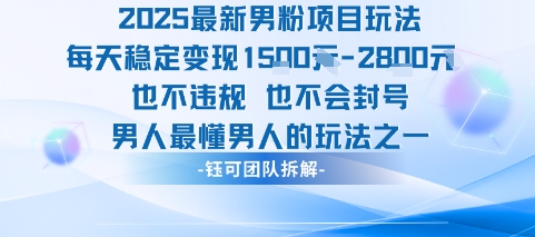 2025最新男粉项目玩法每天变现1k+也不违规也不会封号男人最懂男人的玩法_天恒副业网