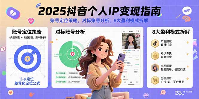 (15711期)2025抖音个人IP变现指南,账号定位策略,对标账号分析,8大盈利模式拆解_天恒副业网