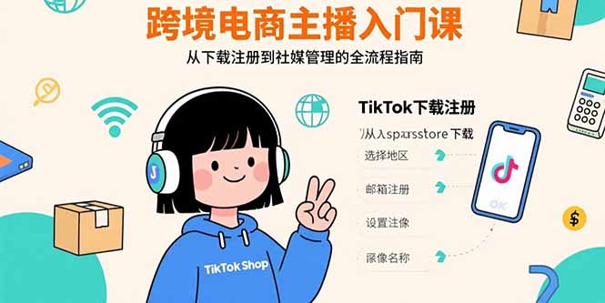 （15708期）跨境电商主播入门课，TikTok下载注册，支付工具配置，社媒账号管理全流程_天恒副业网