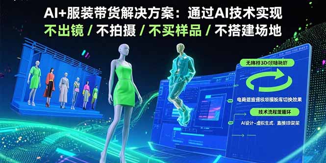 (15728期)AI+服装带货解决方案:通过AI技术实现不出镜/不拍摄/不买样品/不搭建场地_天恒副业网