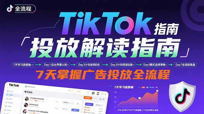 TikTok投放解读指南：后台操作/计划建立/模式选择，7天掌握广告投放全流程_天恒副业网