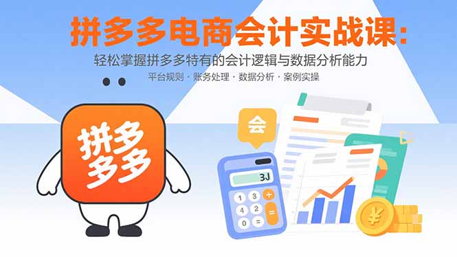 拼多多电商会计实战课：轻松掌握拼多多特有的会计逻辑与数据分析能力_天恒副业网