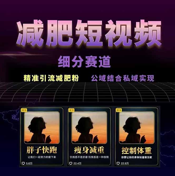 图片[2]_减肥短视频赛道运营课：素材准备-视频制作-引流变现全流程 (附素材)_天恒副业网