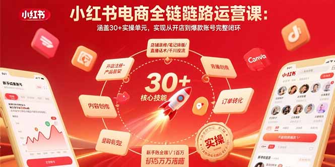 （15751期）小红书电商全链路运营课：涵盖30+实操单元，实现从开店到爆款账号完整闭环_天恒副业网