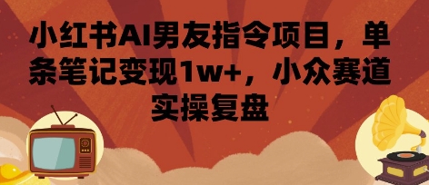 小红书AI男友指令项目,单条笔记变现1w+,小众赛道实操复盘_天恒副业网