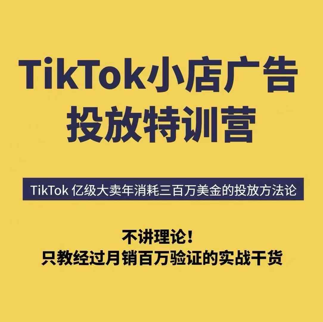 TikTok小店广告投放特训营，6天破局计划专治各种“投不动”，教你经过月销百万验证的实战干货_天恒副业网