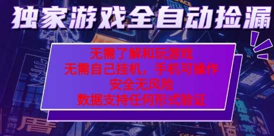 游戏全自动捡漏项目,最新独家玩法,每天操作几十分钟,无任何难度,当天见收益_天恒副业网