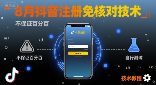 8月抖音注册免核对技术，不保证百分百，自测_天恒副业网