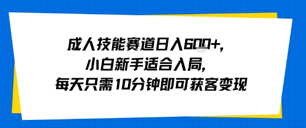 成人技能赛道日入多张,小白新手适合入局,每天只需10分钟即可获客变现_天恒副业网
