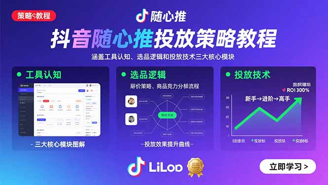 抖音随心推投放策略教程：涵盖工具认知、选品逻辑和投放技术三大核心模块_天恒副业网