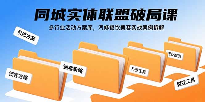 同城实体联盟破局课,多行业活动方案库,汽修餐饮美容实战案例拆解_天恒副业网