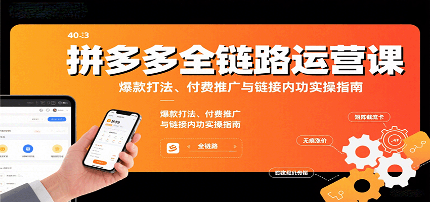 拼多多全链路运营课,爆款打法、付费推广与链接内功实操指南_天恒副业网
