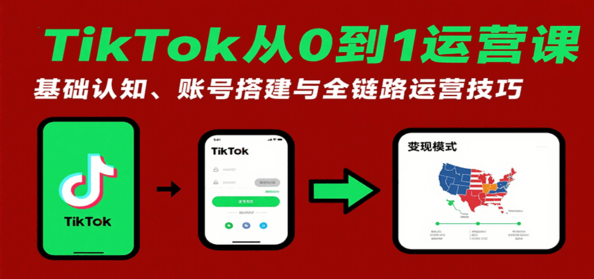 TikTok从0到1运营课：基础认知、账号搭建与全链路运营技巧_天恒副业网