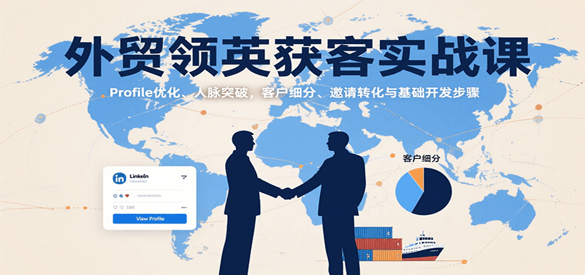 外贸领英获客实战课：Profile优化、人脉突破，客户细分、邀请转化与基础开发步骤_天恒副业网