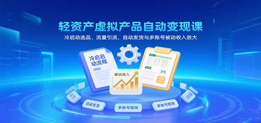 轻资产虚拟产品自动变现课,冷启动选品、流量引流,自动发货与多账号被动收入放大_天恒副业网