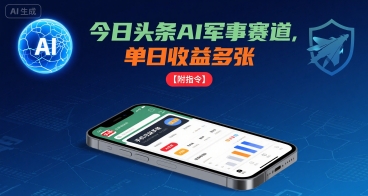 今日头条AI军事赛道，单日收益多张，手机可做【附指令】_天恒副业网