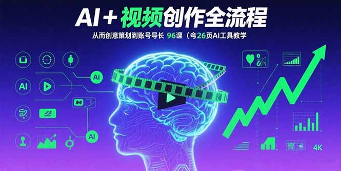 AI+短视频创作全流程：从创意策划到账号增长，96节课(含26项AI工具教学)_天恒副业网