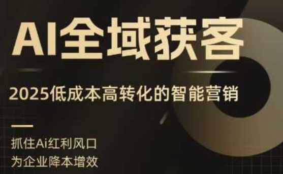 AI全域获客实训营,2025低成本高转化的智能营销,精准找客,高效营销_天恒副业网