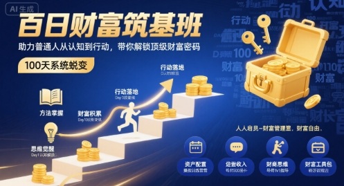 百日财富筑基班,助力普通人从认知到行动,带你解锁顶级财富密码_天恒副业网