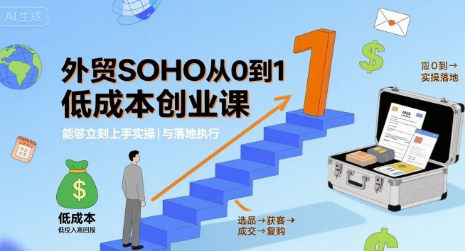 外贸SOHO从0到1低成本创业课，能够立刻上手实操与落地执行_天恒副业网