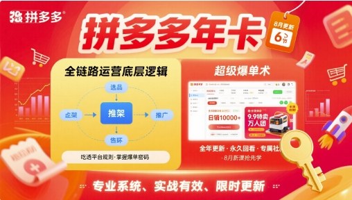 拼多多年卡【8月更新6节】拼多多全链路运营底层逻辑，超级爆单术_天恒副业网