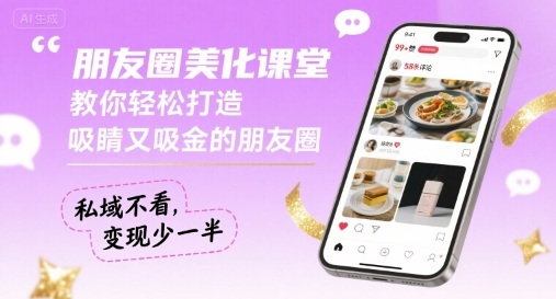朋友圈美化课堂,教你轻松打造,吸睛又吸金的朋友圈,私域不看,变现少一半_天恒副业网