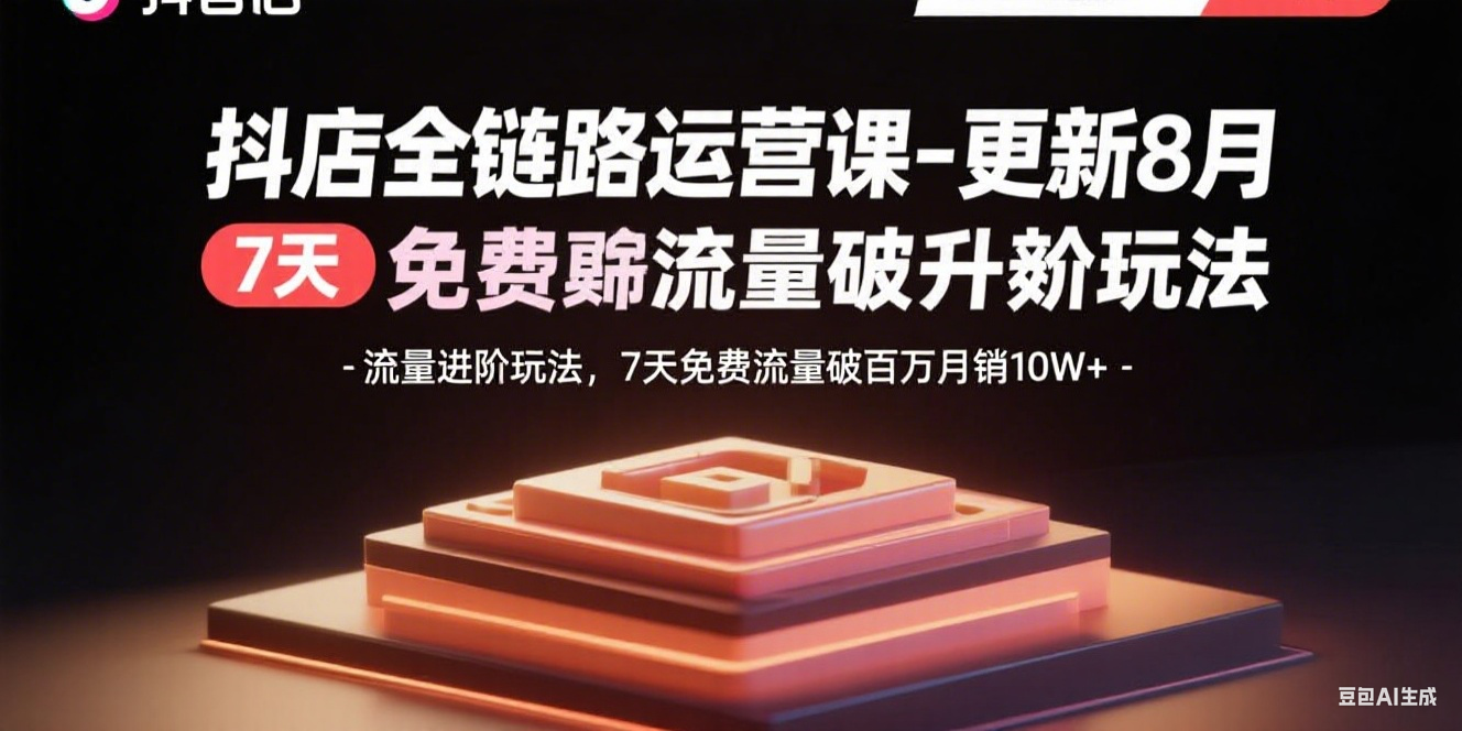 （15918期）抖店全链路运营课-更新8月：流量进阶玩法，7天免费流量破百万月销10W+_天恒副业网