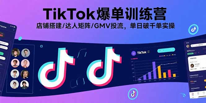 (15920期)TikTok爆单训练营,店铺搭建/达人矩阵/GMV投流,单日破千单实操_天恒副业网