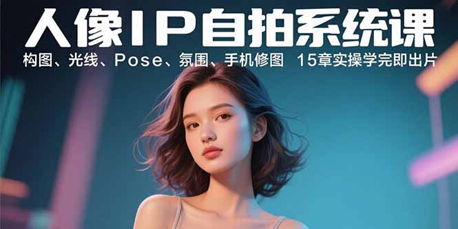 人像IP自拍系统课:构图、光线、Pose、氛围、手机修图 15章实操学完即出片_天恒副业网