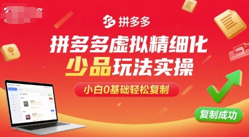 拼多多虚拟精细化少品玩法实操,小白0基础轻松复制_天恒副业网