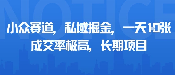 小众赛道,私域掘金,一天多张,成交率极高,长期项目_天恒副业网