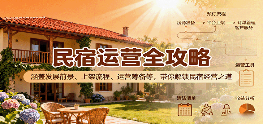 民宿运营全攻略：涵盖发展前景、上架流程、运营筹备等，带你解锁民宿经营之道_天恒副业网