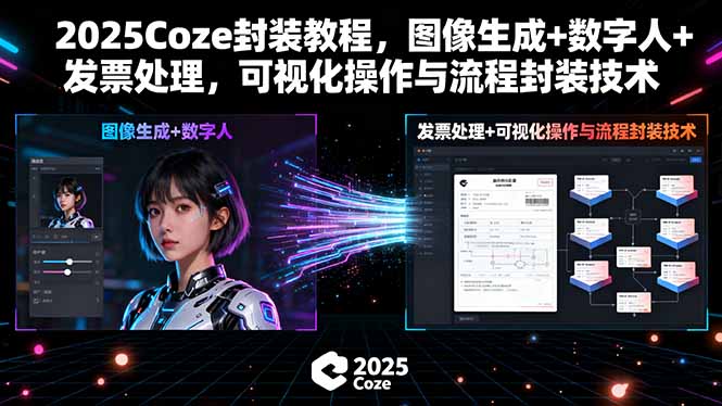 2025Coze封装教程，图像生成+数字人+发票处理，可视化操作与流程封装技术_天恒副业网