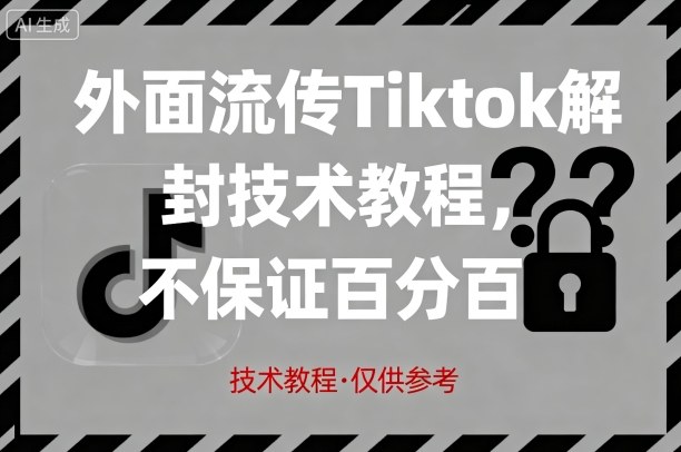 外面流传Tiktok解封技术教程，不保证百分百，具体自测_天恒副业网