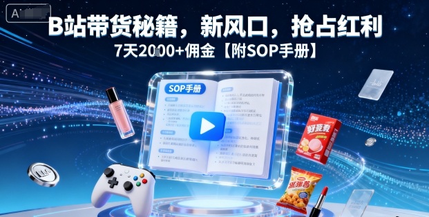B站带货秘籍，新风口，抢占红利，7天2k+佣金【附SOP手册】_天恒副业网