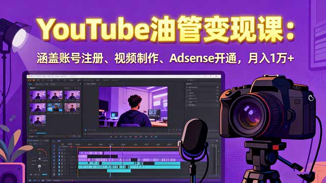 2025YouTube油管变现课:涵盖账号注册、视频制作、Adsense开通,月入1万+_天恒副业网