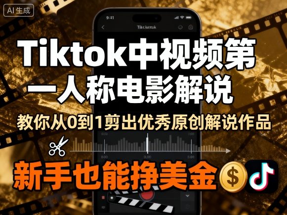 Tiktok中视频第一人称电影解说,教你从0到1剪出一个优秀的原创解说作品,新手也能挣美金_天恒副业网