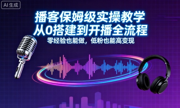 播客保姆级实操教学,从0搭建到开播全流程,零经验也能做,低粉也能高变现_天恒副业网