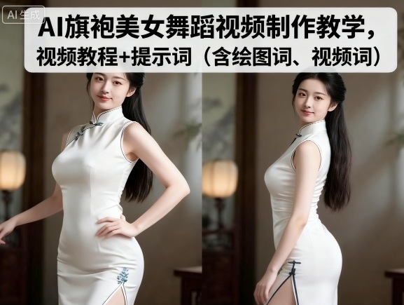 AI旗袍美女舞蹈视频制作教学，视频教程+提示词（含绘图词、视频词）_天恒副业网