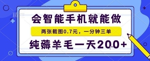 手机项目,二十秒一单,纯薅羊毛一天2张+做就有_天恒副业网