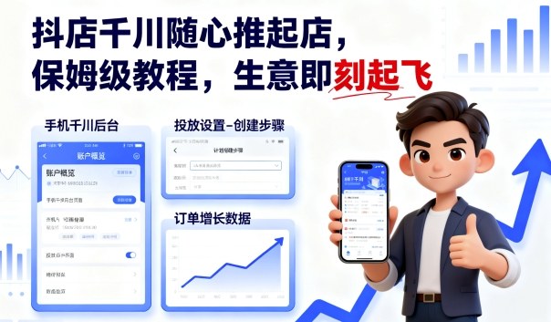 抖店千川随心推起店,保姆级教程,生意即刻起飞_天恒副业网