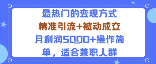 小众赛道玩法:当下最热门的变现方式,精准引流+被动成交月利润5k+操作简单,适合兼职人群_天恒副业网